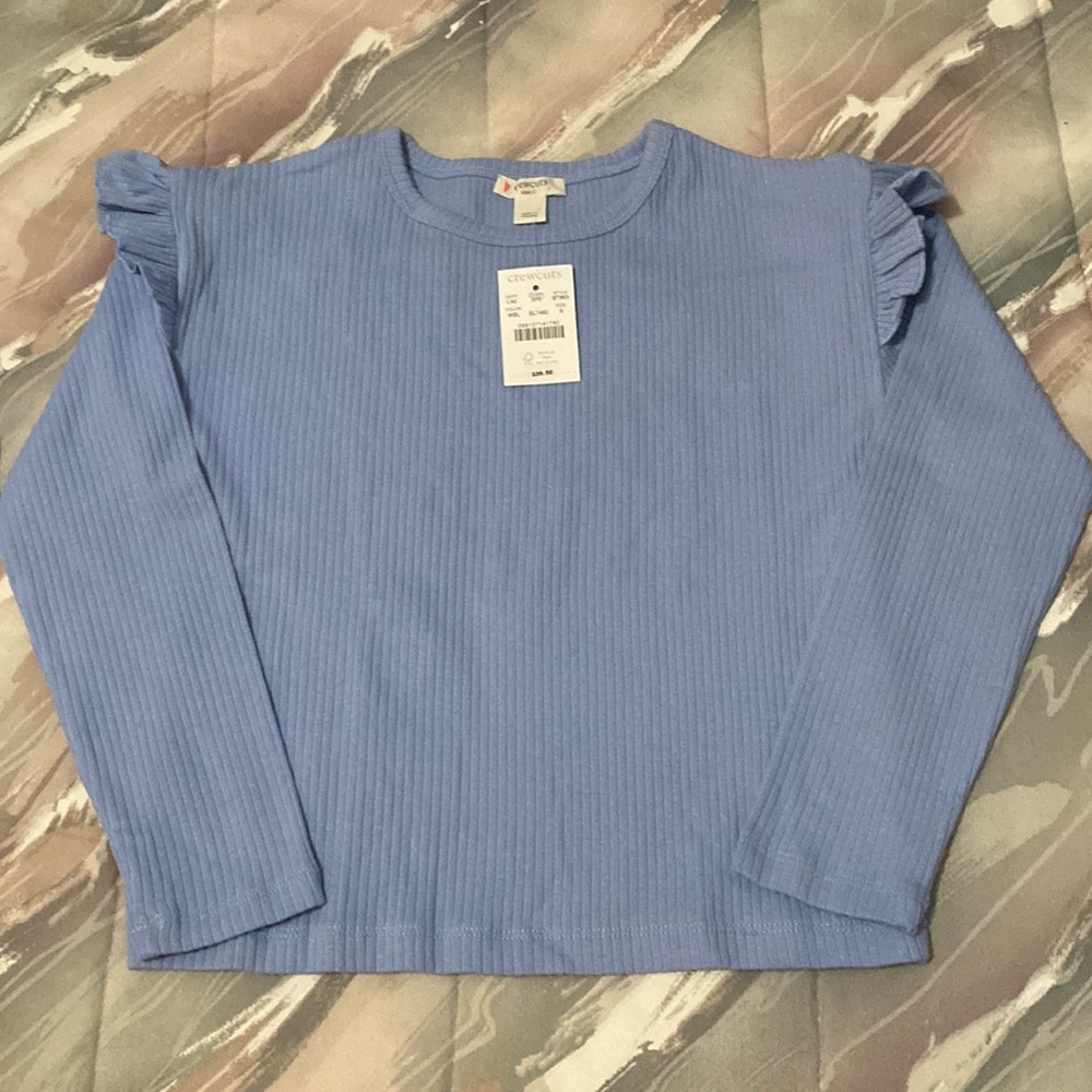Crewcuts girls ribbed long sleeve top S 95 cotton 5 elastane bluish purplish NWT